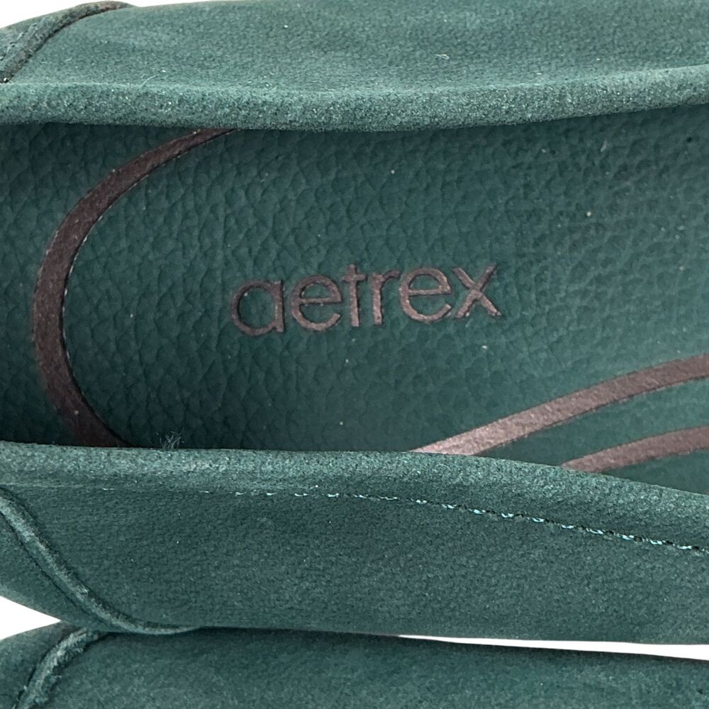 Aetrex Brianna Ballet Flat Womens EU37 US7 Aqua Nubuck Leather Comfort Shoes - Picture 6 of 12